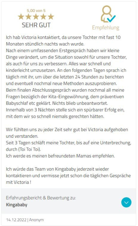 Testimonial Kingababy 4 Monats Schlaf-Regressionskurs - 4